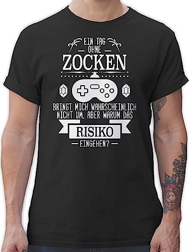 T-Shirt Herren - Nerd Geschenke - EIN Tag ohne Zocken - L - Schwarz - Tshirt Game geekshirt zocker Gamer Shirt nerdige Shirts Geek Gaming für männer Gaming-Shirt Nerds sprüche Tshirts Geschenk von Shirtracer