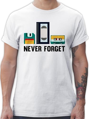 T-Shirt Herren - Nerd Geschenke - Never Forget - XXL - Grau meliert - geekshirt zocker Tshirt nerdige Shirts zocken Shirt Gaming-Shirt Gamer für männer Geschenk Geek Tshirts Games Nerds von Shirtracer