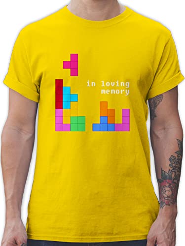 T-Shirt Herren - Nerd Geschenke - Tetris in Loving Memory - 3XL - Gelb - zocker Tshirts für männer zocken t Shirts Gamer Tshirt Mann Geschenk t- Shirt Geek geekshirt Nerds 90 Jahre tischert von Shirtracer