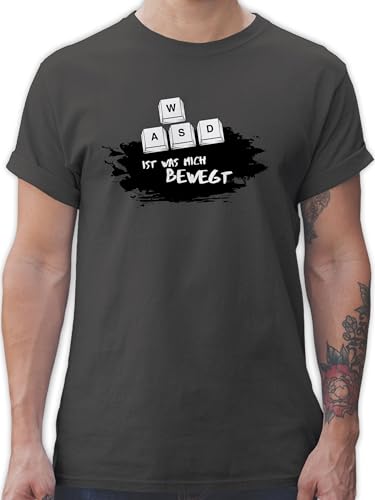 T-Shirt Herren - Nerd Geschenke - WASD ist was Mich bewegt - 4XL - Dunkelgrau - geekshirt nerdige Shirts zocker Games Tshirt t Shirt Gaming-Shirt zocken Gamer für männer Nerds Geschenk Geek Nerdy von Shirtracer