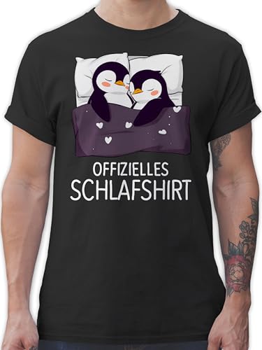 T-Shirt Herren - Offizielles Schlafshirt Pinguin Pärchen Geschenk Paar Geschenke Valentinstag Paar Geschenk Weihnachten Pinguin Geschenke mit Pinguinen I - L - Schwarz - Partner Shirt Paare von Shirtracer