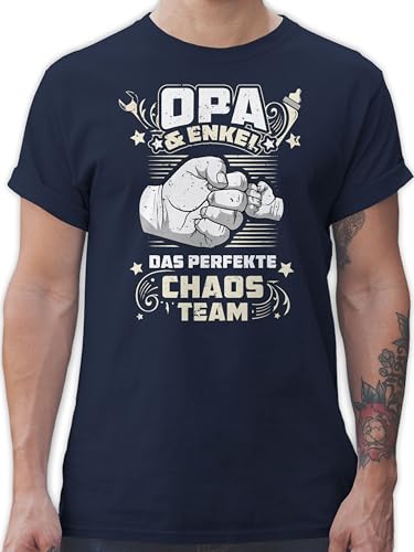 T-Shirt Herren - Geschenke - Opa & Enkel - Das perfekte Chaos Team - Vintage weiß - 5XL - Navy Blau - vstertag t Shirts Tshirt sprüche Grandad Fun Shirt Grossvater männer vatertaggeschenke von Shirtracer