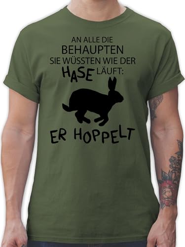 T-Shirt Herren - Ostern Outfit - Der Hase hoppelt - XL - Army Grün - Shirt männer Tshirt Oster kleinigkeit tischirt. Ostergeschenk t Shirts osterideen Fun ostermotiv Tshirts osterüberraschungen von Shirtracer