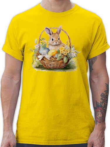 T-Shirt Herren - Ostern Outfit - Osterhase Fröhlich I Niedlicher Osterhase I Oster Hase - M - Gelb - ostershirt männer ostermotiv Ostern￼ Tshirt Oster-Tshirt ostergeschenke Shirt Oster-t-Shirt von Shirtracer