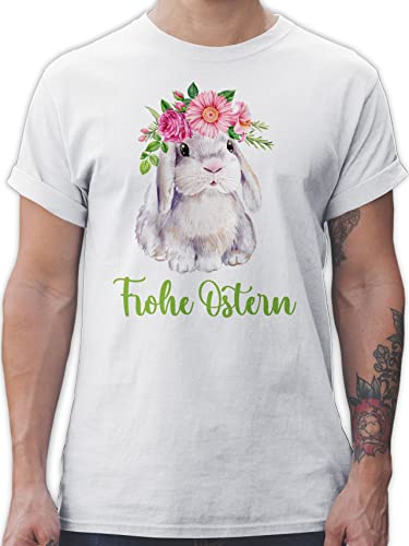 T-Shirt Herren - Outfit - Frohe Ostern Hase - Süß - 5XL - Weiß - ostershirt ostergeschenke kleinigkeit Tshirt Oster Shirt ostermitbringsel männer osterngeschenke osterhasen osterm Ostergeschenk von Shirtracer