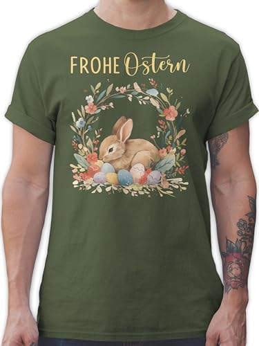 T-Shirt Herren - Outfit - Ostergeschenk Frohe Ostern niedlicher Osterhase Osterüberraschung I Mitbringsel Ostern Mini Geschenke - 3XL - Army Grün - Oster Shirt ostermotiv Easter Tshirt von Shirtracer