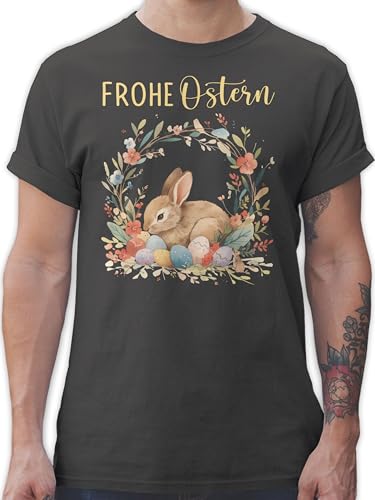 T-Shirt Herren - Outfit - Ostergeschenk Frohe Ostern niedlicher Osterhase Osterüberraschung I Mitbringsel Ostern Mini Geschenke - XL - Dunkelgrau - Oster Shirt ostermotiv Easter Tshirt von Shirtracer