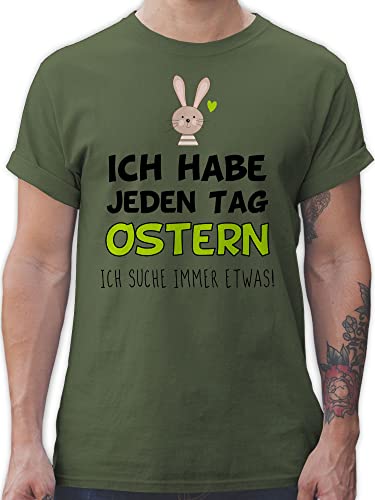 T-Shirt Herren - Outfit - Ich Habe jeden Tag Ostern Geschenk I Ostergeschenk I Osterhase I Oster Hase - M - Army Grün - ostershirt männer ostermotiv Bunny Tshirt Oster-Tshirt ostergeschenke Hasen von Shirtracer