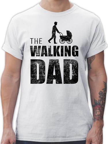 T-Shirt Herren - Papa - The Walking Dad - M - Weiß - Vatertag Tshirt Baby Vatertagsgeschenke Vater Eltern Shirt vatertagstshirt Geschenk Fuer maennertag väter geburts Tshirts von Shirtracer