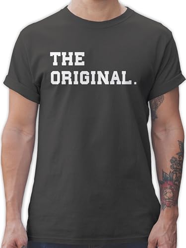 T-Shirt Herren - Partner-Look Familie Papa - The Original The Remix Eltern - L - Dunkelgrau - t Shirt Vater und Sohn dad Tshirt Partnerlook Daddy t-Shirts Family Outfit Partner Familien Look von Shirtracer