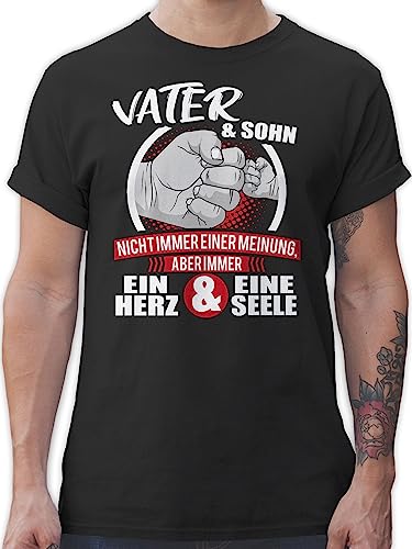 T-Shirt Herren - Partner-Look Familie Papa - Vater & Sohn Immer EIN Herz & eine Seele - weiß/rot - XL - Schwarz - Vatertagsgeschenk und Tshirt Mann Familien Look Nicht Einer Meinung Shirts t Shirt von Shirtracer