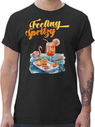 T-Shirt Herren - Party & Alkohol - Feeling Spritzy Aperol | Aperol Spritz Merchandise | Aperol Spritz Geschenk | Italien | Aperol Spritztour | Aperol Accessoires - L - Schwarz - saufshirt Sauf von Shirtracer