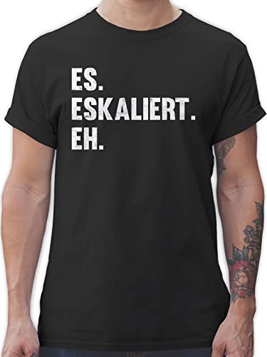 T-Shirt Herren - Party & Alkohol - Es eskaliert eh - M - Schwarz - Tshirt Mann Festival Shirt sprüche Spruch t Shirts männer t-Shirts Maenner Herren-Shirt Funshirts t-schirts Kurzarm Men Fun von Shirtracer