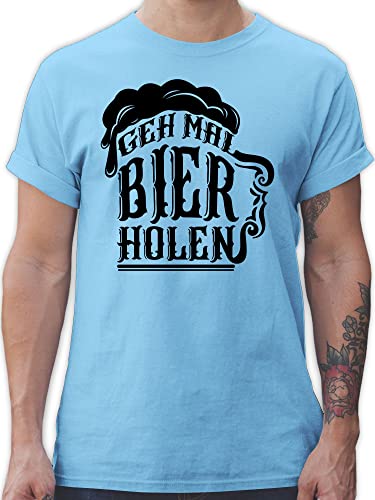 T-Shirt Herren - Party & Alkohol - GEH mal Bier Holen - schwarz - M - Hellblau - Saufen GmbH Shirts männer Tshirt Trink sprüche Fun Shirt saufgeschenk t für Mann saufshirt Alki Biertrinker von Shirtracer