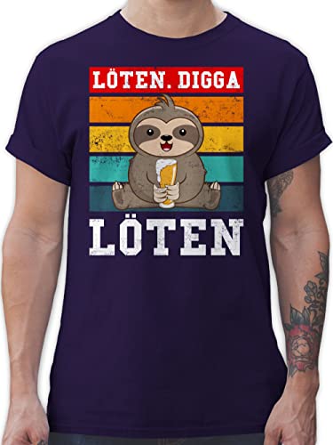 T-Shirt Herren - Party & Alkohol - Löten Digga Löten Vintage weiß bunt - XXL - Lila - Fun Shirt männer Tshirt sprüche t Herren-Shirt Shirts Maenner therren-Shirt tishirt Man Funshirt tishrt von Shirtracer