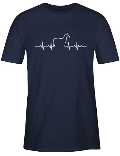 T-Shirt Herren - Pferde - Herzschlag Pferd - L - Navy Blau - Geschenk Reiter reiten mit pferdespruch Horses Pferde, reitzubehör pferdebesitzer pferdeartikel pferdegeschenke für Erwachsene von Shirtracer