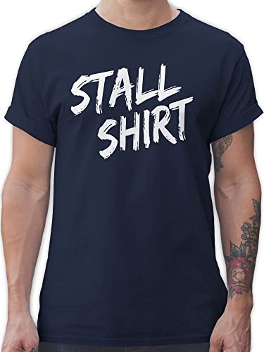 T-Shirt Herren - Pferde - Stallshirt Distressed - L - Navy Blau - männer Tshirt mit pferden pferdeliebhaber stall Shirt spaß Spruch sprüche Pferd Tshirts reiten Shirts pferdespruch t-Shirts REIT von Shirtracer