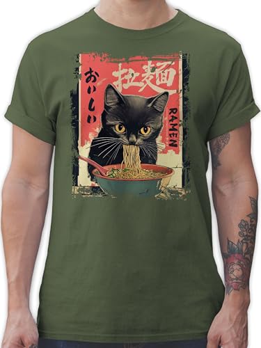 T-Shirt Herren - Ramen Nudeln Katze Japan Anime Geschenke Katze I Manga Geschenk Kawaii Geschenk Cute Stuff Y2K I Japanese I Cat - L - Army Grün - Geschenk+Anime Eating Shirt T-Shirt Herren - Ramen Nudeln Katze Japan Anime Geschenke Katze I Manga Geschenk Kawaii Geschenk Cute Stuff Y2K I Japanese I Cat - L - Army Grün - Geschenk+Anime Eating Shirt von Shirtracer