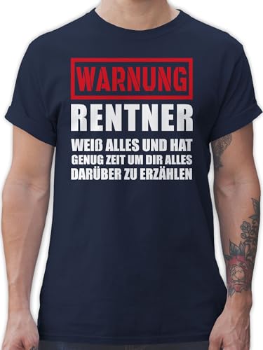T-Shirt Herren - Rente - Warnung Rentner der Alles weiß I Geschenkideen - L - Navy Blau - pensionierung Geschenk Mann Ruhestand Tshirt Renter Rentnerin Shirt Geschenke abschiedsgeschenk von Shirtracer