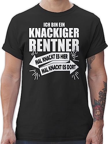 T-Shirt Herren - Geschenk Rente - Ich Bin EIN knackiger Rentner - 5XL - Schwarz - renteneintritt Mann männer Shirt lustige sprüche zum Ruhestand Tshirts abschiedsgeschenk Kollege t Shirts von Shirtracer