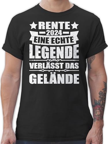 T-Shirt Herren - Rentner Geschenk - Rente 2024 eine echte Legende verlässt das Gelände - M - Schwarz - Tshirt männer ruhestandsgeschenke t-Shirts Maenner rentn Fun Shirt rentne t-schirt von Shirtracer