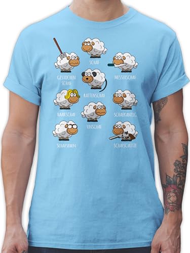 T-Shirt Herren - Schafe Schäfchen Schäfer Schaf Sheep Schafbauer Lustig Witzig - L - Hellblau - Tshirt schafen unschaf Shirt von Shirtracer