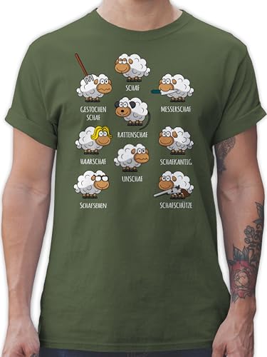 T-Shirt Herren - Schafe Schäfchen Schäfer Schaf Sheep Schafbauer Lustig Witzig - XL - Army Grün - Tshirt schafen unschaf Shirt von Shirtracer