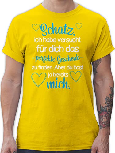 T-Shirt Herren - Schatz Ich Habe versucht Finden - Valtentinstagsgeschenk Hab Dich Lieb Valentinstag Partner Geschenke - XL - Gelb - Ideen Boyfriend von Shirtracer