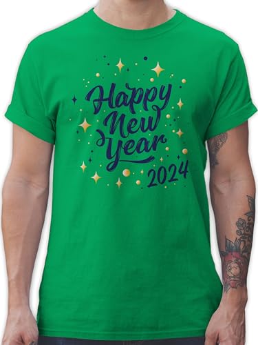 T-Shirt Herren - Silvester Erwachsene - Happy New Year 2024 - M - Grün - Sylvester Shirts Tshirt Outfit neujahr Shirt Years t männer Party Geschenk Silvester, frohes neues Jahr Guten rutsch von Shirtracer