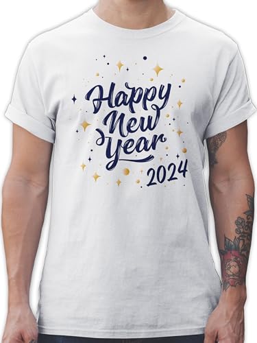 T-Shirt Herren - Silvester Erwachsene - Happy New Year 2024 - XL - Weiß - Sylvester Tshirt Outfit frohes neues Jahr Shirt Years Silvester, t Shirts neujahr männer Guten rutsch Party Geschenk von Shirtracer