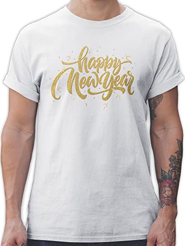 T-Shirt Herren - Silvester Erwachsene - Happy New Year - 5XL - Weiß - t-Shirts Tshirt 2024 neujahr Years Shirt Outfit Silvester, Shirts Guten rutsch Tshirts Sylvester Party t frohes neues Jahr von Shirtracer