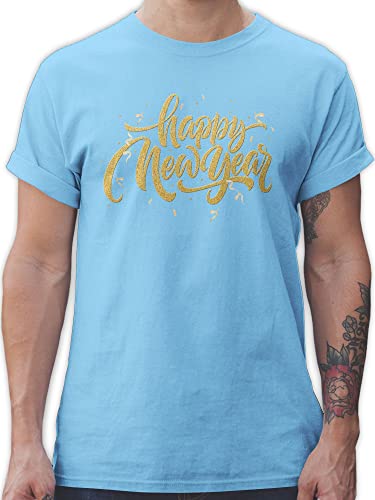 T-Shirt Herren - Silvester Erwachsene - Happy New Year - XXL - Hellblau - Shirt männer Tshirt Outfit Sylvester 2024 t-Shirts Years frohes neues Jahr Shirts neujahr t Silvester, Party Geschenk von Shirtracer