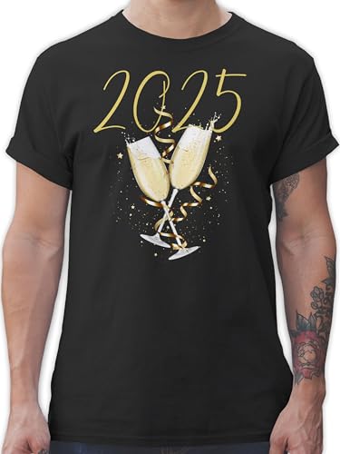T-Shirt Herren - Silvester Erwachsene - Sektgläser 2025 - XL - Schwarz - New Years Outfit neues Jahr 2024 Tshirt für Happy neujahr 2023 Shirt eve Silvester, Shirts Sylvester t silvestergeschenke von Shirtracer