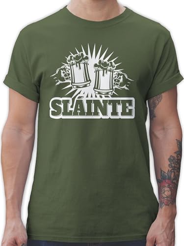 T-Shirt Herren - Sláinte - St. Patricks Day - M - Army Grün - Tshirt Ireland Irland Shirt Sankt Slainte Funshirt biershirt Patrick Irish Pub Fun-t-Shirts sprüchen Oberteil Paddys trinkspruch von Shirtracer