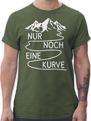 T-Shirt Herren - Wandern - Nur noch eine Kurve - M - Army Grün - t- Shirt Wander Wanderfreunde Tshirts für männer Tshirt Geschenke t Shirts Maenner sprüche Fun-t-Shirts Witz Herren-Shirt von Shirtracer