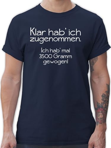 T-Shirt Herren - Sprüche Statement - Klar hab ich zugenommen - Spruch Dicke - 3XL - Navy Blau - t Shirts männer mit sprüchen Spruch. Tshirt für Mann Menschen Baumwolle witzige Herren-Shirt von Shirtracer