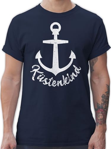 T-Shirt Herren - Sprüche Statement - Küstenkind mit Anker - weiß - 3XL - Navy Blau - Statements ich Bin EIN Tshirt Aufschrift Spruch von Shirtracer