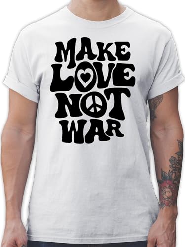 T-Shirt Herren - Sprüche Statement - Make Love not war - L - Weiß - Statements Peace Shirts mit Aufschrift thisirt Spruch Tshirt t Shirt tihsirt Oberteile männer von Shirtracer