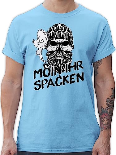 T-Shirt Herren - Sprüche Statement - Moin Ihr Spacken Totenkopf Norddeutsch Geschenke - XL - Hellblau - Shirt männer Tshirt t Shirts t-Shirts für Mann Tshirts lustige Statements Skull leiberl von Shirtracer