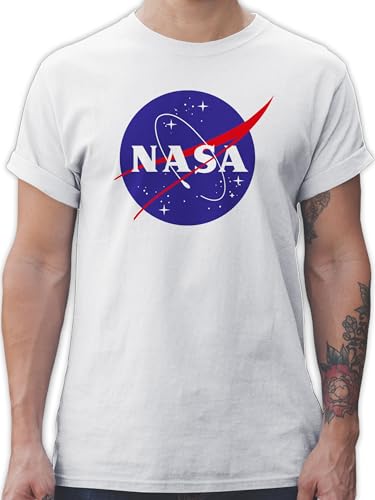 T-Shirt Herren - Sprüche Statement - Raumfahrt NASA Meatball Logo I - S - Weiß - Tshirt geekshirt zocker Space Shirt nerdige Shirts Geek Patch für männer Gaming-Shirt Nerd Sternen Tshirts Nerds von Shirtracer
