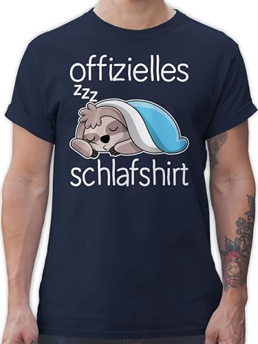 T-Shirt Herren - Sprüche Statement - Offizielles Schlafshirt mit Faultier - weiß - 5XL - Navy Blau - t-Shirts männer t Shirts Maenner thisirt Shirt Oberteil Herr Tshirt Mann Kurzarm für Tshirts von Shirtracer