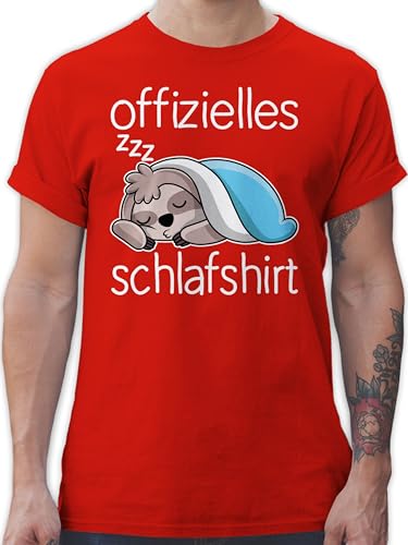 T-Shirt Herren - Sprüche Statement - Offizielles Schlafshirt mit Faultier - weiß - 5XL - Rot - schlafshirts Shirts Statements Schlaf t Shirt Sloth Gifts Tshirt sprüchen￼ schlafen t-Shirts Mein von Shirtracer