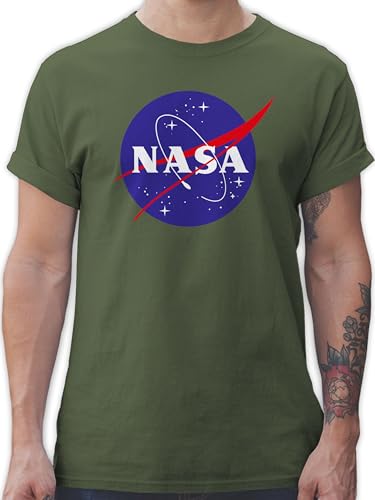 T-Shirt Herren - Sprüche Statement - Raumfahrt NASA Meatball Logo I - S - Army Grün - Tshirt geekshirt zocker Space Shirt nerdige Shirts Geek Patch für männer Gaming-Shirt Nerd Sternen Tshirts von Shirtracer