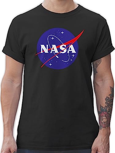 T-Shirt Herren - Sprüche Statement - Raumfahrt NASA Meatball Logo I - S - Schwarz - Tshirt geekshirt zocker Space Shirt nerdige Shirts Geek Patch für männer Gaming-Shirt Nerd Sternen Tshirts von Shirtracer