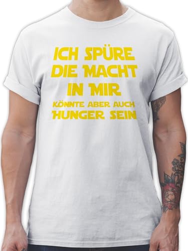 T-Shirt Herren - Sprüche Statement mit - Ich spüre die Macht in Mir könnte Aber auch Hunger Sein I Spruch Hunger - 5XL - Weiß - Fun-t-Shirts spruchshirts sprueche Shirt männer Oberteil witzig von Shirtracer