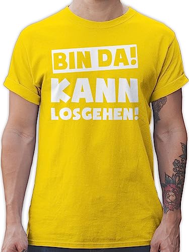 T-Shirt Herren - Sprüche Statement mit Spruch - Bin da kann losgehen - 4XL - Gelb - t Shirt männer Tshirt t-Shirts Shirts Fun Tshirts Maenner für Mann Oberteile Oberteil sprüchen Spruchshirt von Shirtracer