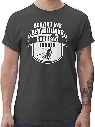 T-Shirt Herren - Sprüche Statement mit Spruch - Der TUT nix der Will nur Fahrradfahren - M - Dunkelgrau - t Shirt Fahrrad+Tshirt+männer spruechen Oberteile männer Fahrrad Bekleidungs von Shirtracer