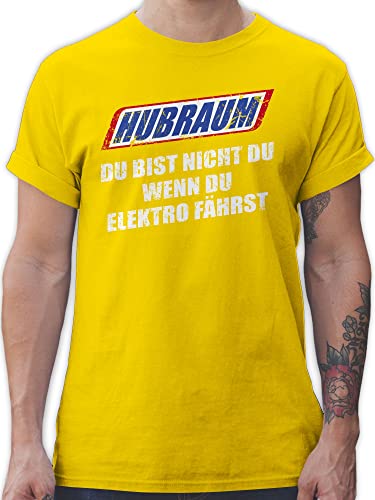 T-Shirt Herren - Sprüche Statement mit Spruch - Hubraum - du bist Nicht du, wenn du Elektro fährst - S - Gelb - männer Geschenke kfz Tshirt teschrt Man Auto sprüchen Shirt Men für autofans von Shirtracer