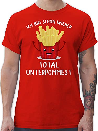 T-Shirt Herren - Sprüche Statement mit Spruch - Ich Bin Schon Wieder total unterpommest - XL - Rot - Shirt Tshirt t sprüchen männer Oberteile Shirts Baumwolle lustige Tshirt/Spruch spruechen von Shirtracer