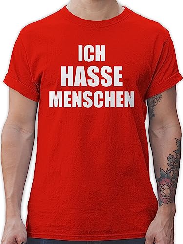 T-Shirt Herren - Sprüche Statement mit Spruch - Ich Hasse Menschen - 5XL - Rot - t-Shirts spruechen hat People Fun Shirt lustige HASS Tshirt witzige zynismus männer menschheit Shirts böse - L190 von Shirtracer